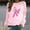 Pink, variant on Wowen's Graphic Crewneck Shirts Casual Pullover Blouse Fall Winter Comfy Long Sleeve Shirts Loose Casual Breast Cancer Print Tops Black L