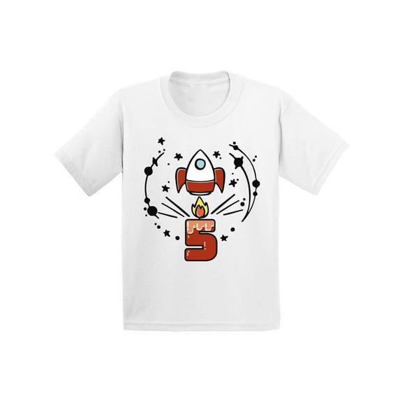 Awkward Styles Birthday Gift for 5 Year Old Kids Rocket Space Shirts for Youth 5th Birthday Party Space Themed Space Shirt Rocket Shirt Little Spacehip Birthday Boy Birthday Girl
