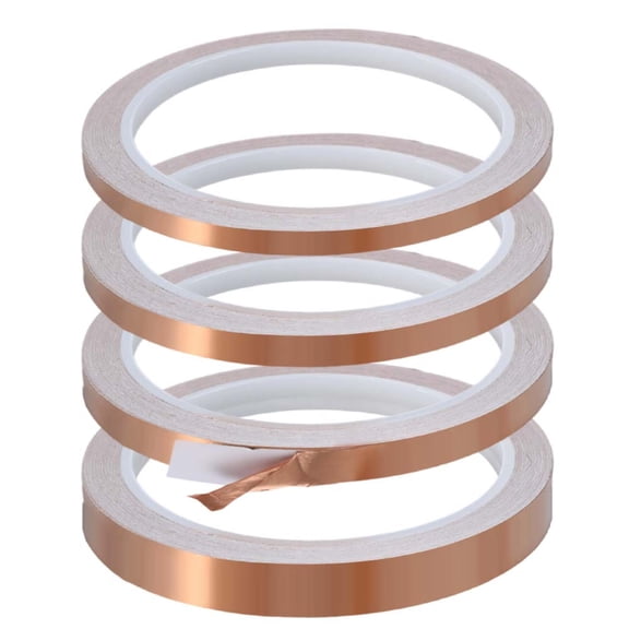 4 Rolls Copper Foil Tape 4 Sizes 22Yards,Single-Sided Conductive Self Adhesive Copper Barrier Tape for Stained Glass, Guitar