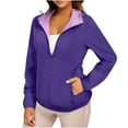 thumbnail image 2 of UPPADA Womens Zip up Hoodies Lightweight Casual Jacket Long Sleeve Shacket Fleece Lined Hooded Jackets Warm Coat with Pockets Purple,M Wintet Coat for Woman Fashion, 2 of 7