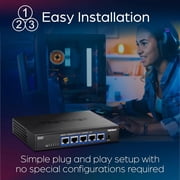 TRENDnet TEG-S750 5-Port Unmanaged Network Switch with 100 Gbps Capacity and Fanless Design, Black