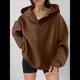 thumbnail image 5 of Sudadera con Capucha de Gran Tamaño para Mujer, Cuello en V, Forro , Larga, Estilo Y2K, Ropa de Otoño A Marrón Oscuro M, 5 of 9