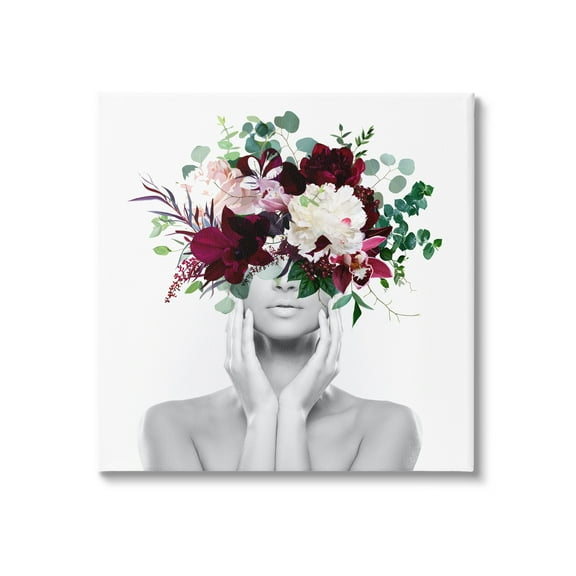 Stupell Modern Floral Arrangement Woman Botanical & Floral Painting Gallery Wrapped Canvas Print Wall Art