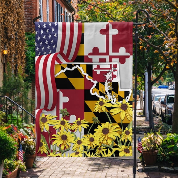 Garden Flag Maryland Black-eyed Susan Flower, State Floral, 12x18 POLE NOT INCLUDED
