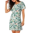 thumbnail image 2 of Logiee Floral In Teal Print Nightgowns for Women,Soft Short-Sleeved Lightweight Sleepwear, Loose Sleepshirts, 2 of 6
