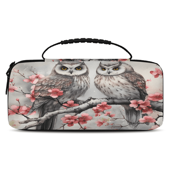 Herdesigns Vintage Birds Carry Case Compatible with Nintendo Switch 2017 & Oled 2021, with 20 Game Card Slots, Owl Portable Travel Carrying Case Pouch for Accessories & Games