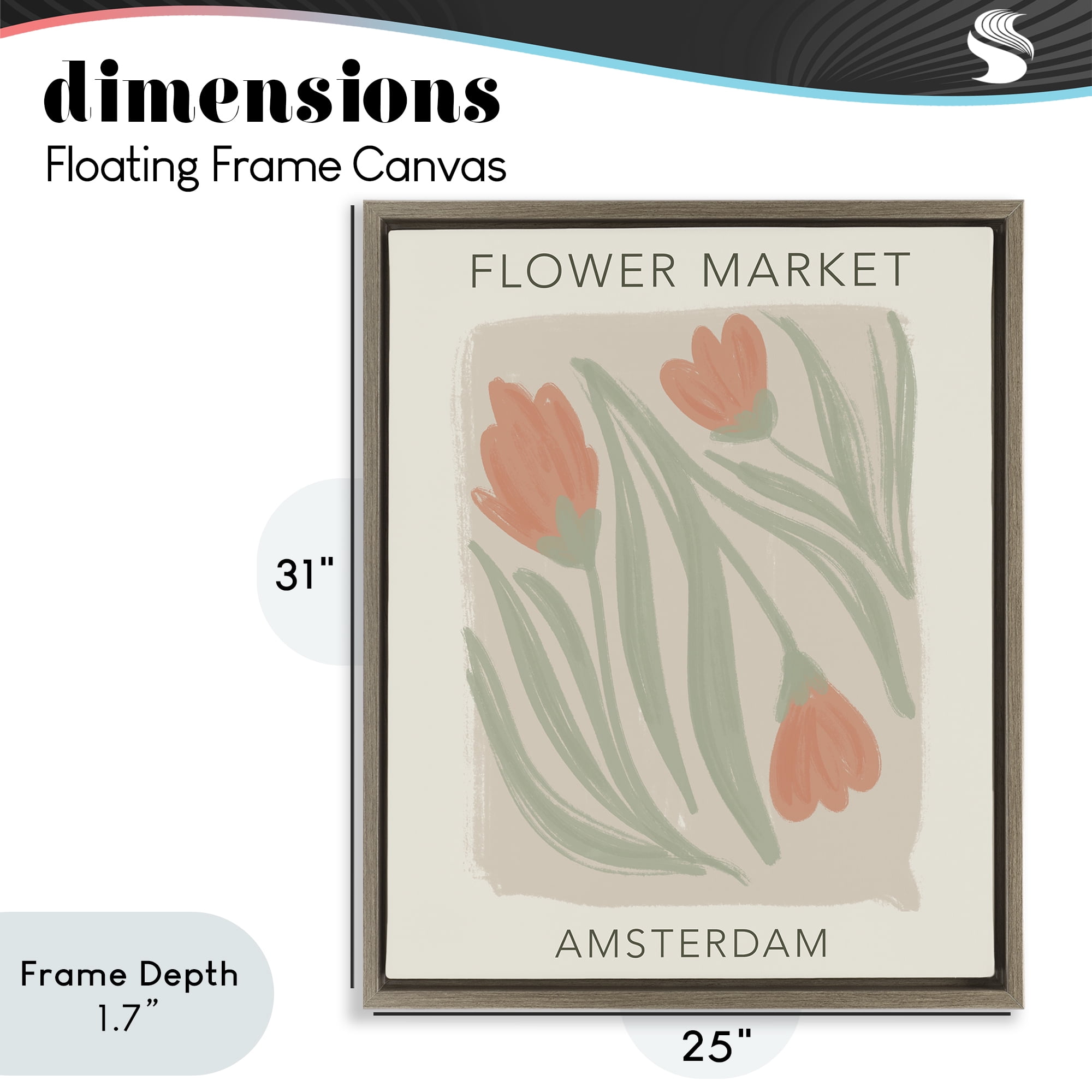 Stupell Industries Soft Amsterdam Flower Market Brown Framed Floater Canvas Wall Art, design by Lucille Price