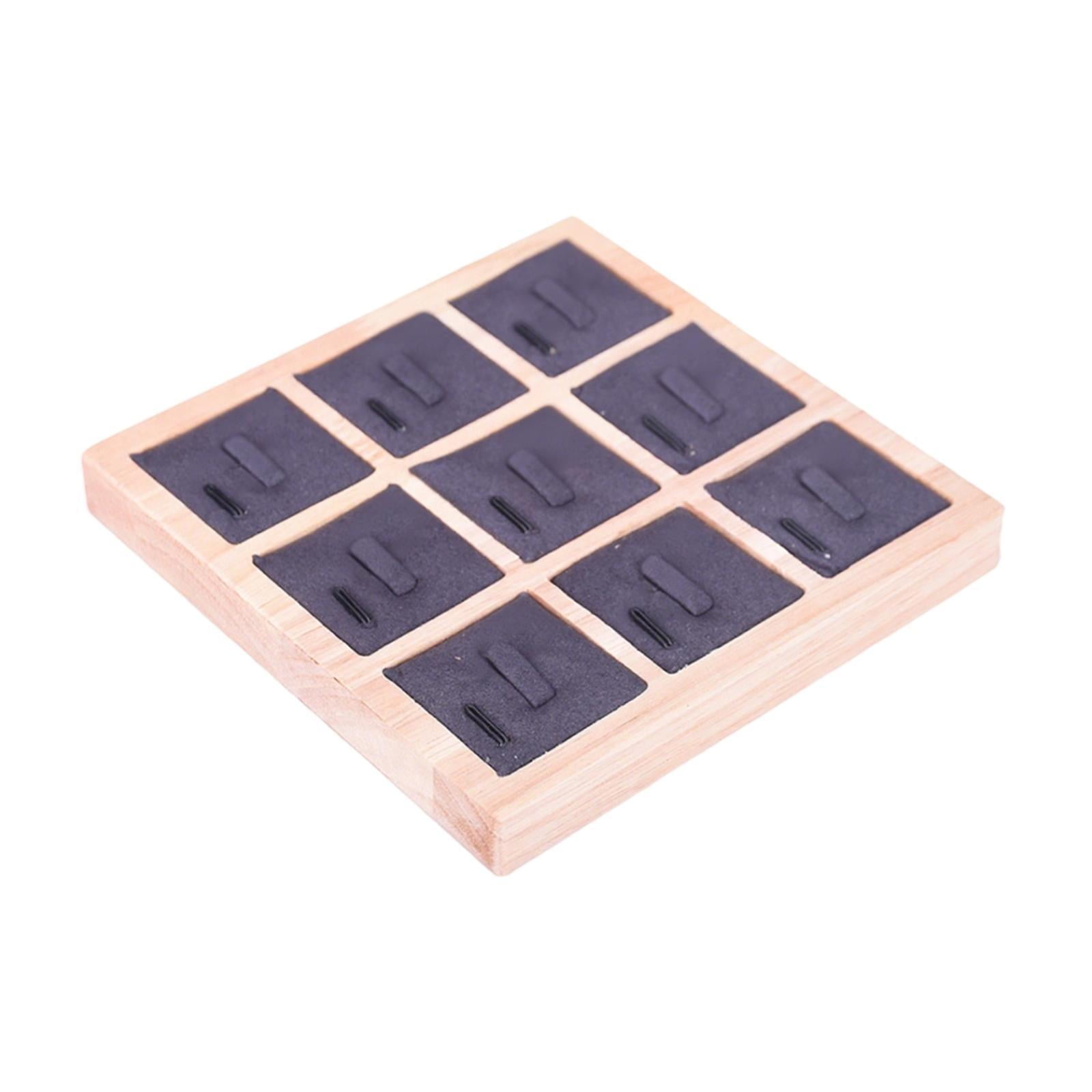 Ring Holder Tray Wooden Display Microfiber Organizer Compact Size Jewelry Sellers Showcase Use