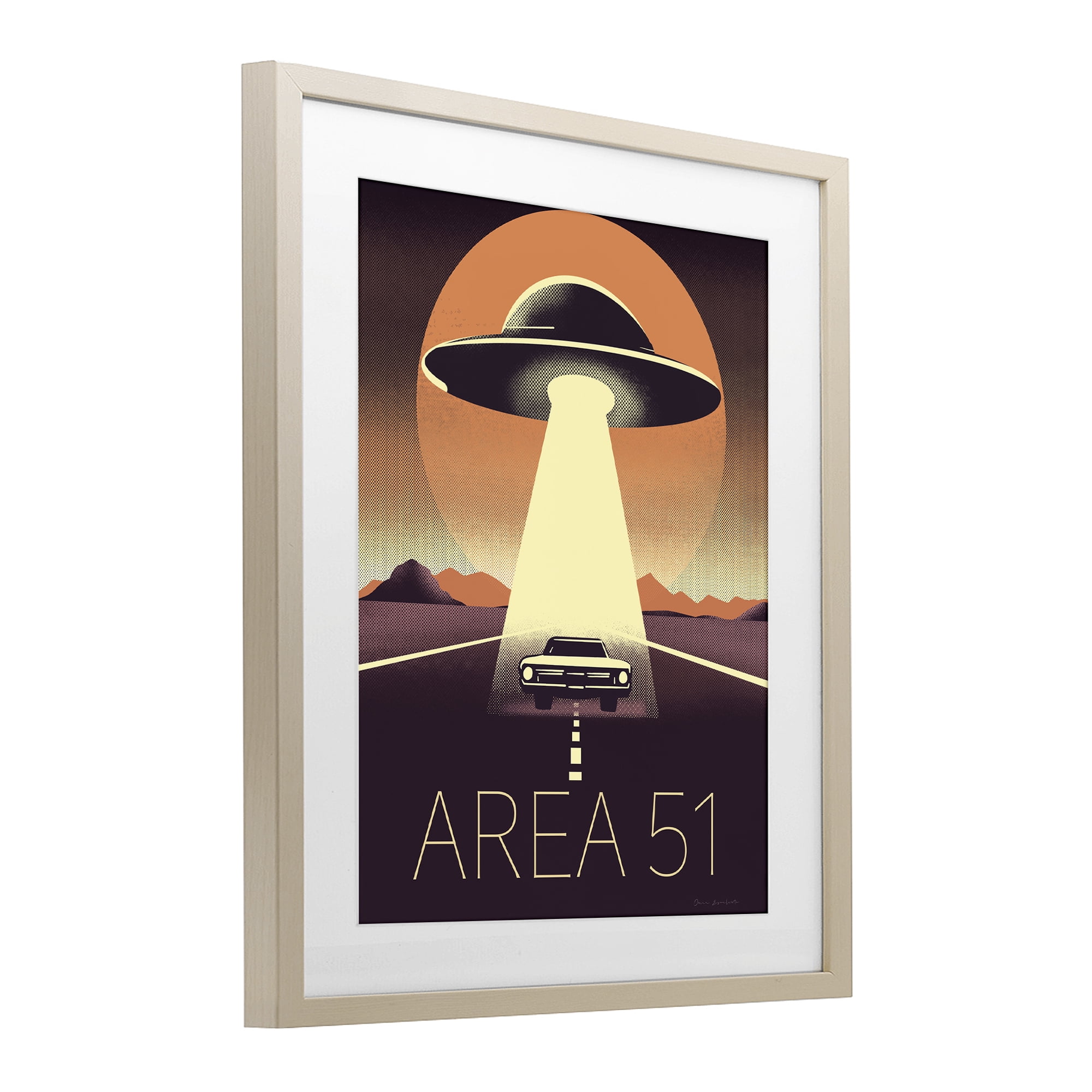 Stupell Industries Abduction On The Road Birch Framed Print Under Glass, design by Omar Escalante