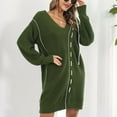 thumbnail image 2 of Vestido de punto con cuello en V, vestido de suéter suelto con cordón, vestido de suéter elástico, vestido de suéter para mujer, rendimiento comprobado, 2 of 6