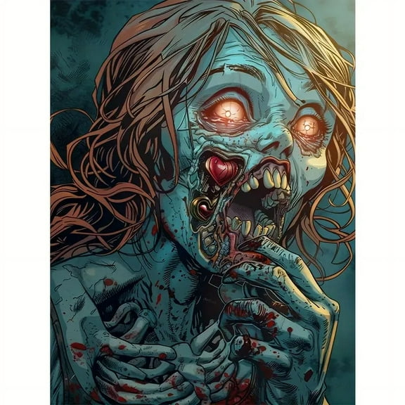 Diamond Painting Kits for Adults, Horror Characters Zombies DIY Round Full Drill 5D Diamond Art for Home Wall Decor