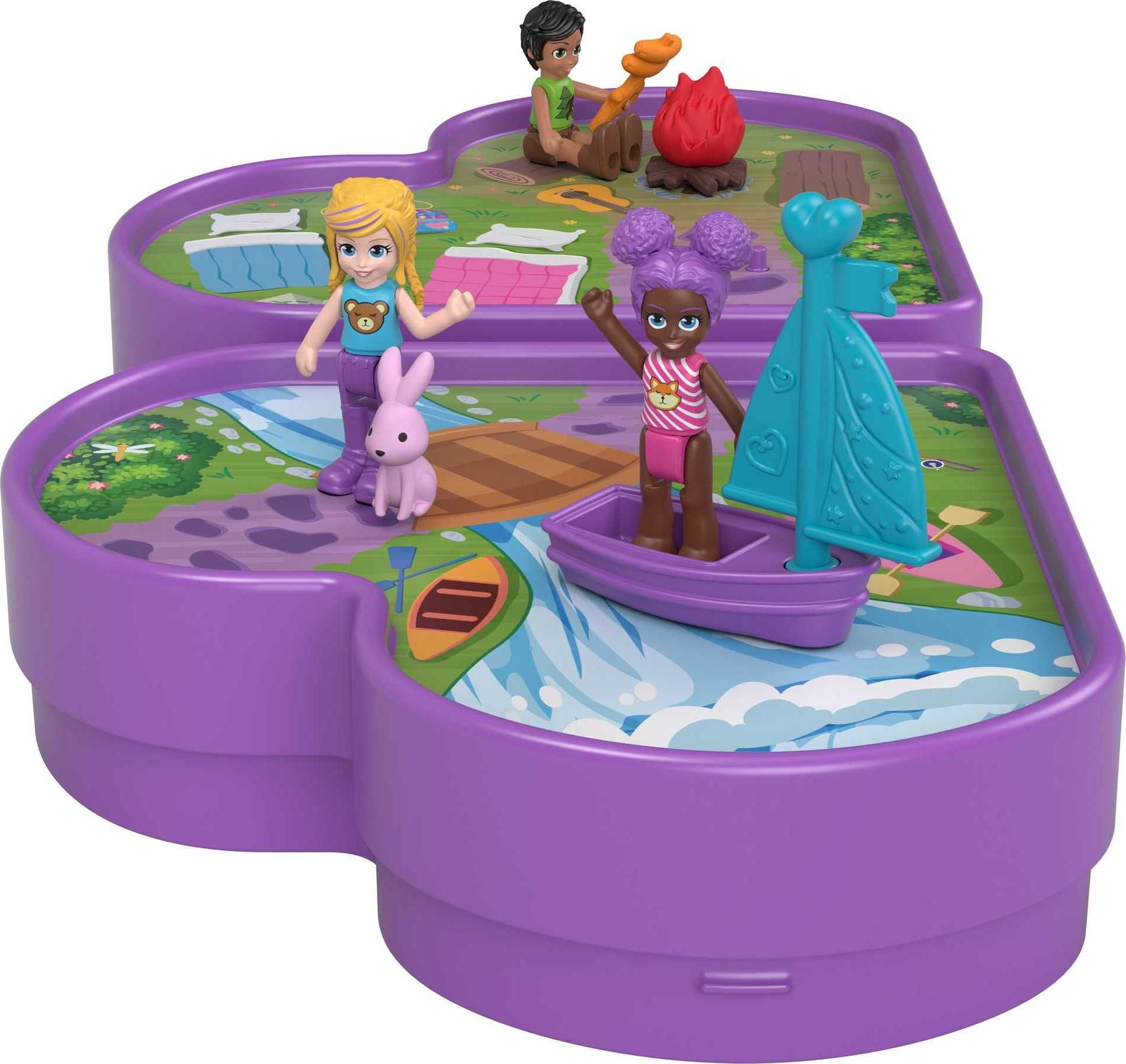 Polly Pocket Polly & Friends Pack, Animal Campout Theme, HeartShaped