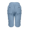 thumbnail image 6 of Kinrui Womens White Linen Capris Lightweight Summer Casual Beach Crop Trousers Light Blue S, 6 of 8