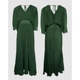 thumbnail image 6 of CHICME Dresses for Women Pleated Deep V-Neck Batwing Sleeve Backless Tied High Waist Slim Zipper Maxi Dress Green-S, 6 of 9