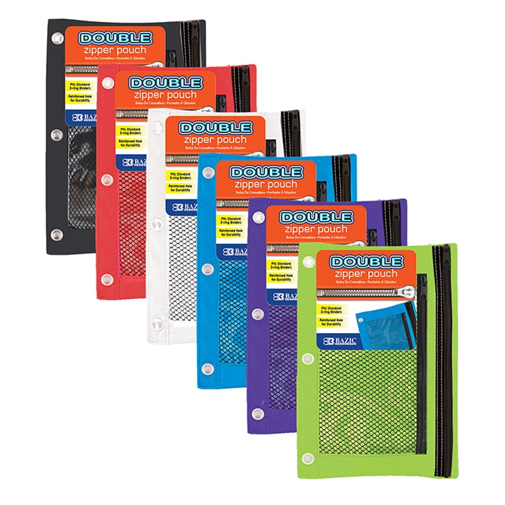 Zipper Pencil Pouch w/ Mesh Window Fit 3-Ring Binder (4-count) –