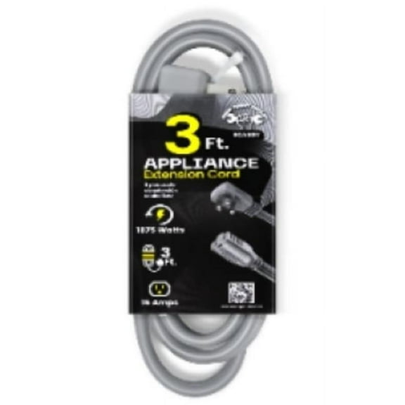 Grip Tight Tools ECA3GY 3 ft. 14-3 SPT Appliance Cord, Gray
