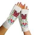 thumbnail image 2 of Women's Gloves Mittens Women'S Winter Hand Embroidered Gloves Winter Butterfly Flower Long Warm Hand Knitted Gloves, Women's Accessories Gloves Mittens, 2 of 5