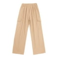 thumbnail image 5 of INHZOY Kids Girls Cargo Jogger Pants 4 Pockets Cotton Fashion Bottoms with Drawstring Khaki 6, 5 of 8