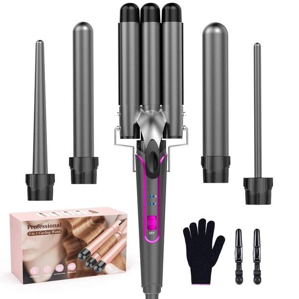 Varilla rizadora BESTOPE PRO 5 en 1 para mujer, color gris