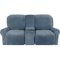 thumbnail image 2 of Housse de Causeuse Inclinable 2024 avec Console Centrale, Housse Extensible en Velours pour Fauteuil Inclinable 2 Places avec Porte-Gobelet, 2 of 10