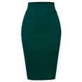 thumbnail image 2 of A2Y Women's Basic Solid Ponte Knee Length Slit Techno Span High Waist Pencil Skirt Huntergreen 1XL, 2 of 3