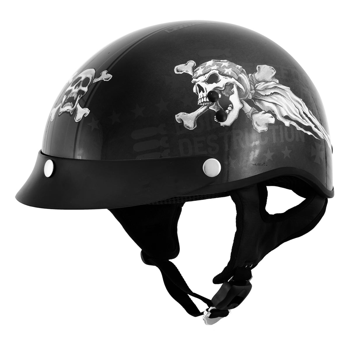 None Branded Unisex Adult Bicycle Half Helmet Skull Helmet Cap Open Helmet with Retractable Flip Sun Visor 