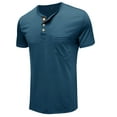 Mens Fashion Henley Shirts Casual Short Sleeve Button Cotton TShirt