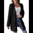 thumbnail image 1 of Suéter Informal de Otoño para Mujer, Abierto Al Frente, de Larga y con Bolsillos. Negro M, 1 of 9
