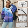 thumbnail image 6 of SCRAWLGOD Galaxy Print Woman Lightweight Hoodies Zip Up Sweatshirt Women Oversized Long Sleeve Women Fall Outfits Comfy Women Hoodies with Zipper Size XL for Hiking, 6 of 7