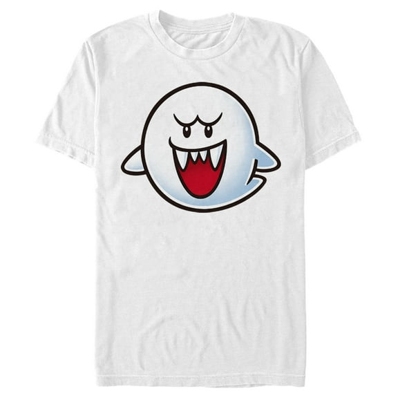 Men's Nintendo Mario Boo Ghost Smile Graphic Tee White Small