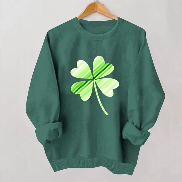 TaTaai Women Loose Fit St Patrick's Day Printed Crew Neck No Hood Sweatshirt Long Sleeve Casual Top Ladies Daily Street Office Commute Wear Soft Comfortable No Fading Top Gift