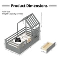 thumbnail image 4 of Twin Size House Bed with Window and Roof, Wooden Playhouse Bed Frame with 2 Drawers and Guardrails for Boys Girls, No Box Sping Required, Gray, 4 of 9