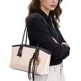 thumbnail image 3 of Spencer Women Lady Large Tote Bag Handbags PU Leather Hobo Shoulder Bags Top Handle Satchel Purse, White, 3 of 9