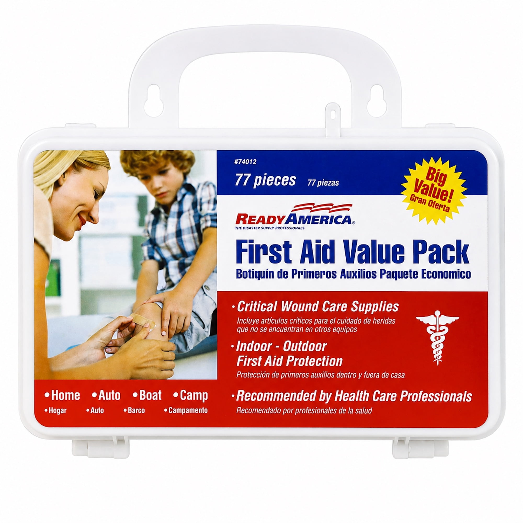 Ready America 77 Piece First Aid Kit Value Pack for Emergencies