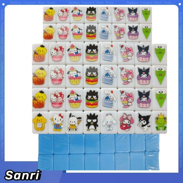Miniso-Juego de bloques de la serie Sanrio Hello Kitty, Escape de la playa, Mahjong, Tiktok, juego Popular, doble juego, fiesta, juguete de rompecabezas, 64 + 1