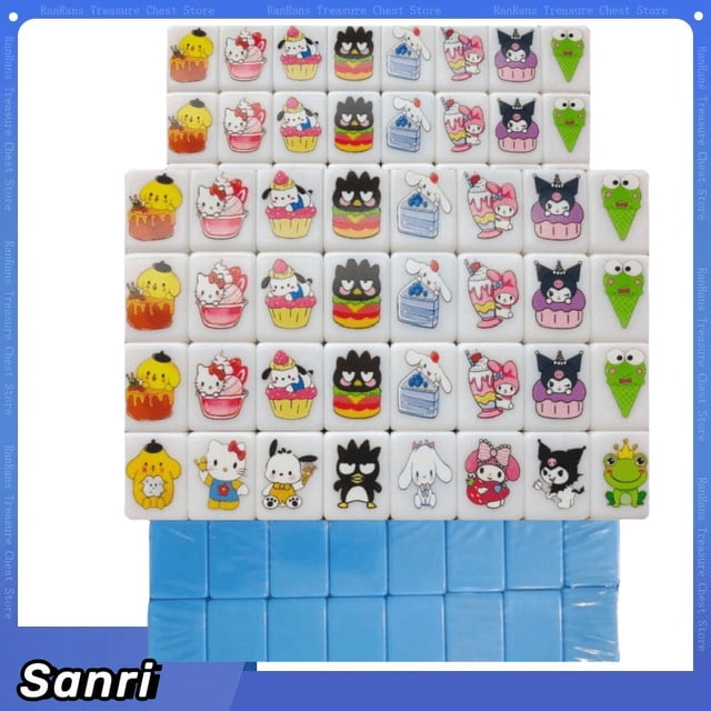 Miniso-Juego de bloques de la serie Sanrio Hello Kitty, Escape de la playa, Mahjong, Tiktok, juego Popular, doble juego, fiesta, juguete de rompecabezas, 64 + 1