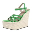 thumbnail image 6 of HEWUQI Wedges Sandals for Women Platform Espadrilles Open Toe Strappy Slingback High Heels Summer Wedding Prom Work Beach Dress Shoes Green Size 7, 6 of 6