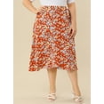 thumbnail image 2 of FalMidi AcampanaFloral Chic Dobladillo Con Volantes FalCruzaTalGrande PaMujer Rojo Naran3XL, 2 of 6