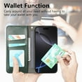 thumbnail image 3 of For iPhone 12 6.1-inch Case,Elastic Wristband Magnetic Suction Closure Flip Stand Wallet Leather Phone Case,Green,For iPhone 12, 3 of 12