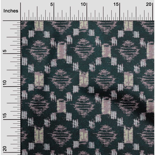 oneOone Silk Tabby Fabric Geometric Kasuri Printed Craft Fabric BTY 42 Inch Wide