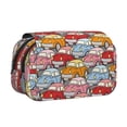 thumbnail image 1 of Disketp Cute Cars Estuche de Lápices de Doble Capa con Tapa Abatible y Cremallera, Organizador Escolar para Adolescentes y Adultos, 1 of 7