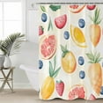 thumbnail image 2 of Summer Fruits Shower Curtains for Bathroom Waterproof Fabric Bath Curtains Decor Bath Tub Curtain Yellow Red Blue Watercolor Decorative Shower Curtain Sets with 12 Hooks, 72x72 Inch, 2 of 6