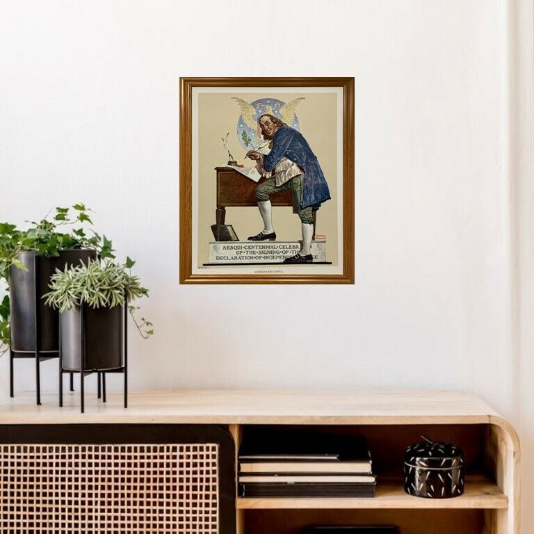 Norman Rockwell Benjamin Franklin Rustic Art Light Oak Framed Picture ...