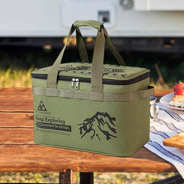 Bolsa de almacenamiento para acampar, bolsas de lona, equipaje para exteriores, gran capacidad, resistente, bolsa de transporte para acampar, para Verde