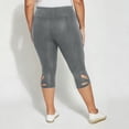 thumbnail image 6 of Lenpel Women's Capri Leggings High Waisted Eyelet Embroidered Hollow out Hem Slim Cropped Workout Yoga Pants Casual Capri Leggings, 6 of 6