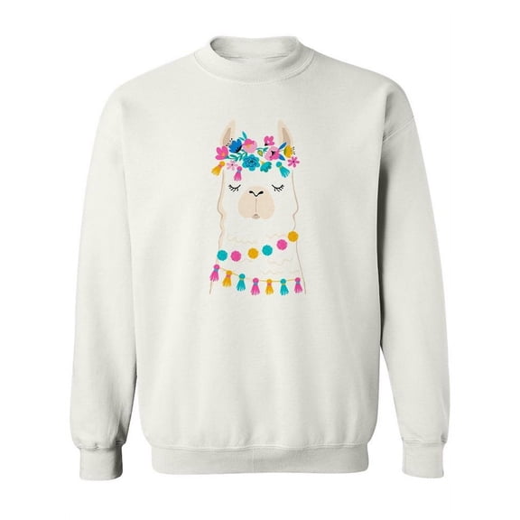 Llama With Flowers Sweatshirt Women -Image by Shutterstock, Female Small