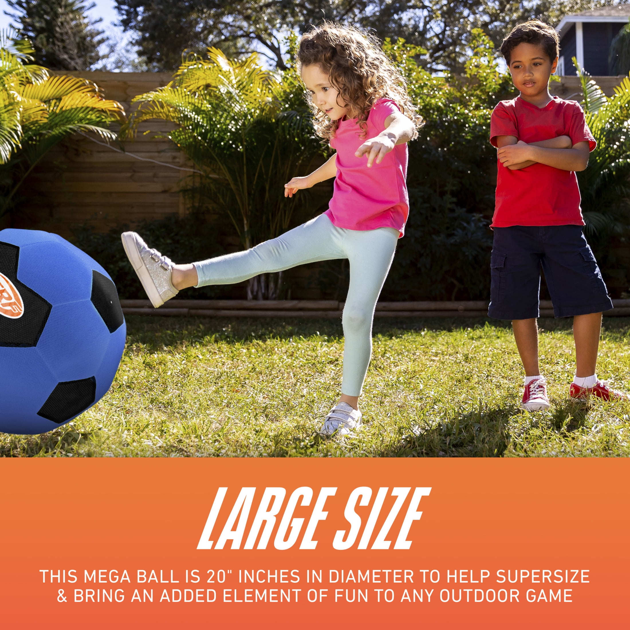 NERF Mega Ball - 20" Inch Big Outdoor Kids Kickball, Soccer Ball, Dodgeball for Backyard Games - Giant Multi Sport Toy for Outdoor + Lawn Games - Super Fun Kids Sports Toy