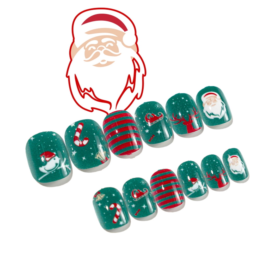 JNANEEI Nails Press On Medium Length Christmas Press On Nails For Kid