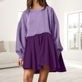 thumbnail image 3 of Robe à Col Rond Froncée pour Femmes Pull Décontracté Quotidien pour les Trajets (Vert Armée S), 3 of 9