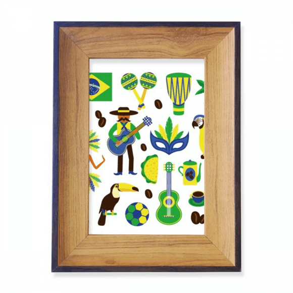Soccer Parrot Guitar Coffee Brazil Photo Frame Exhibition Display Art Desktop Painting
